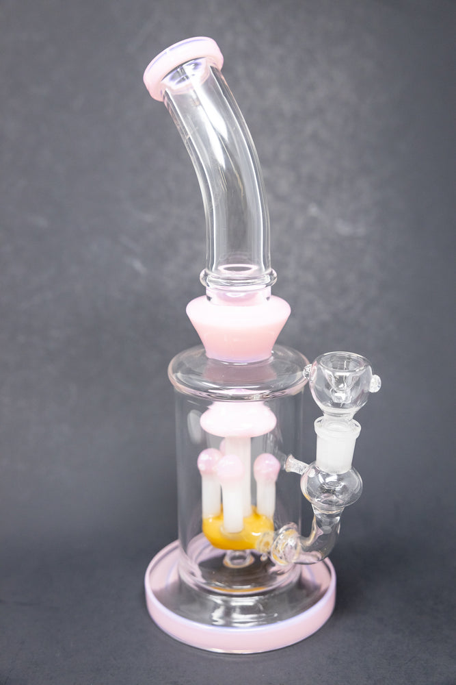 10" Milky Pink Shower Bend Mushroom Bong