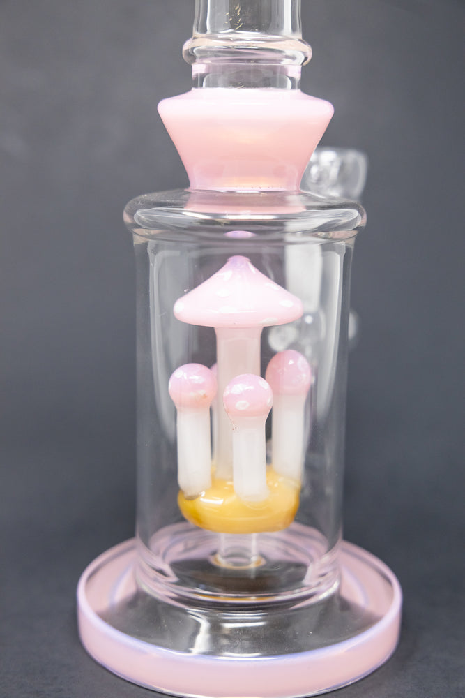 10" Milky Pink Shower Bend Mushroom Bong