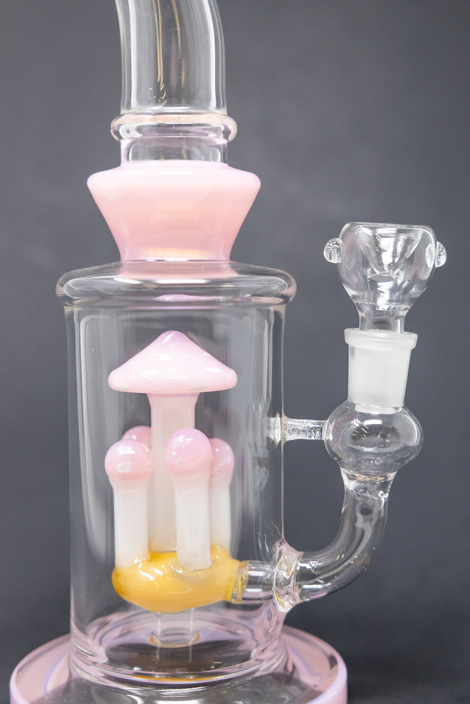 10" Milky Pink Shower Bend Mushroom Bong