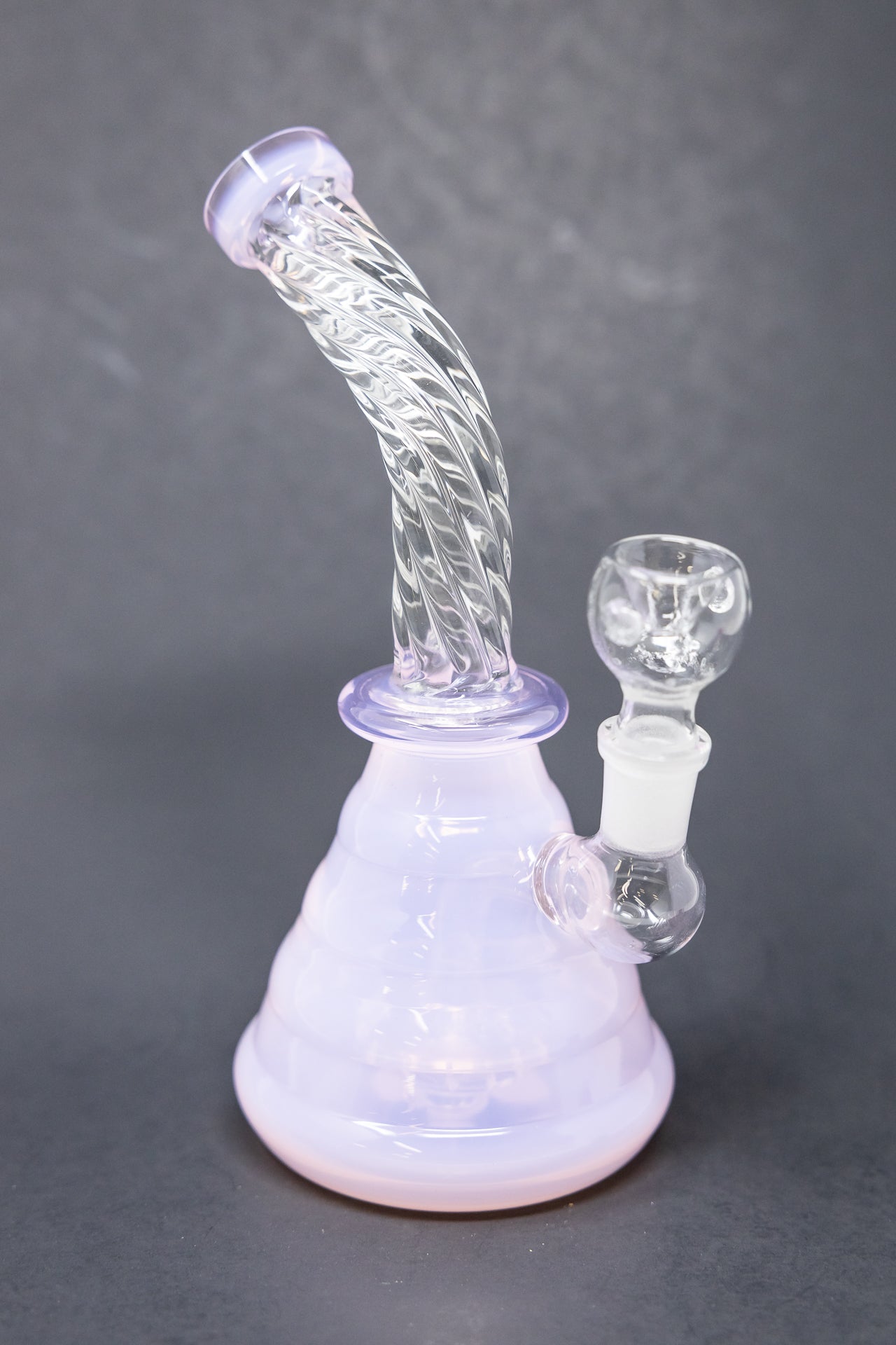 7" Pink Milky Iridescent Twisted Shower Bend