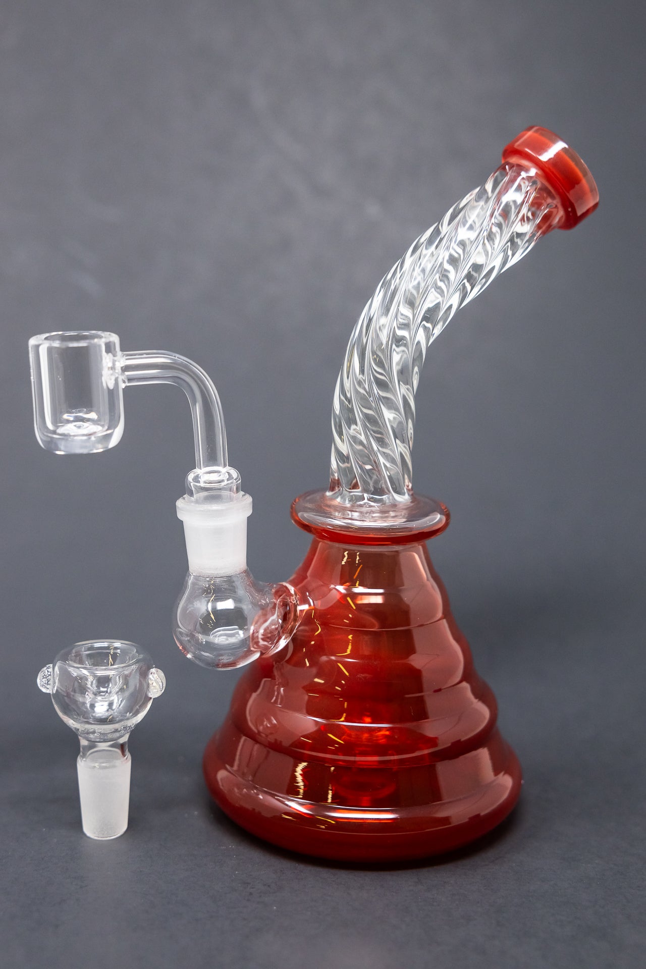 7" Cherry Red Twisted Dab Rig