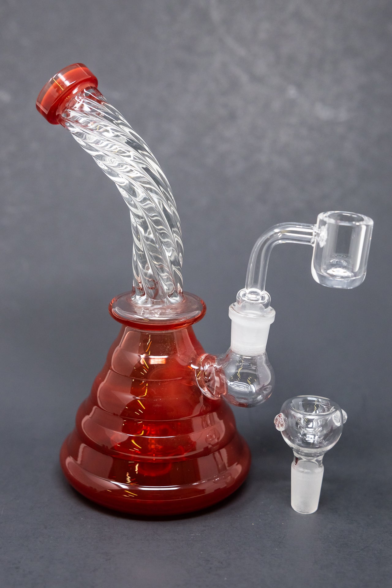 7" Cherry Red Twisted Dab Rig