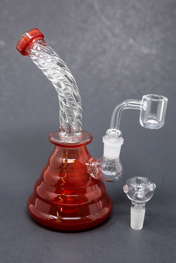 7" Red Twisted Dab Rig