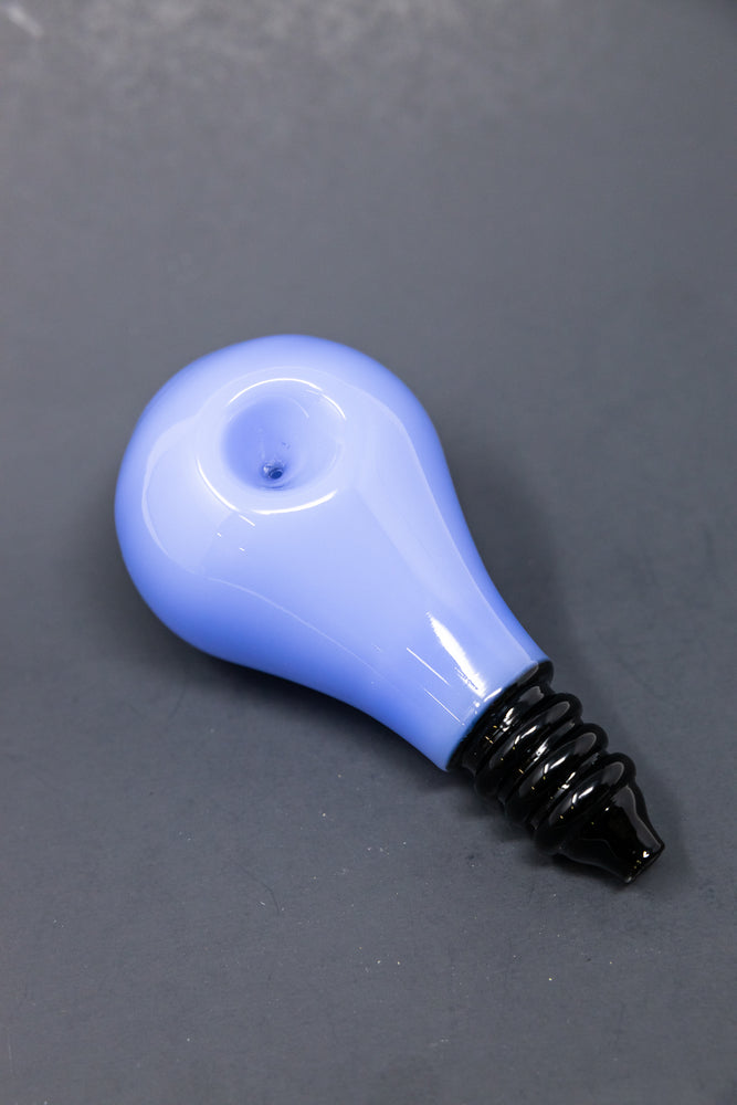 6" Blue Light Bulb Glass Pipe