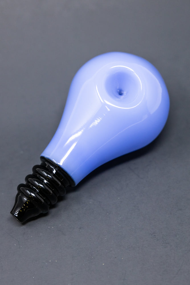 6" Blue Light Bulb Glass Pipe