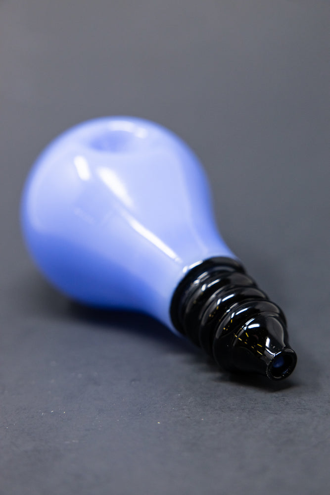 6" Blue Light Bulb Glass Pipe