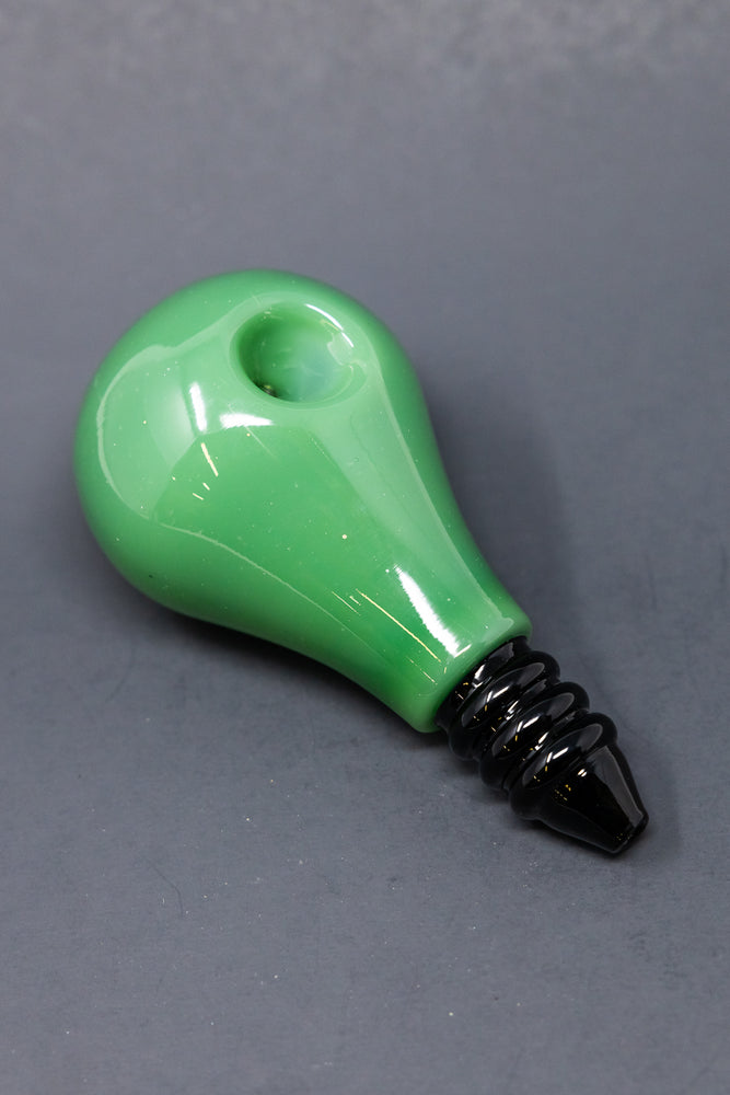 6" Green Light Bulb Glass Pipe