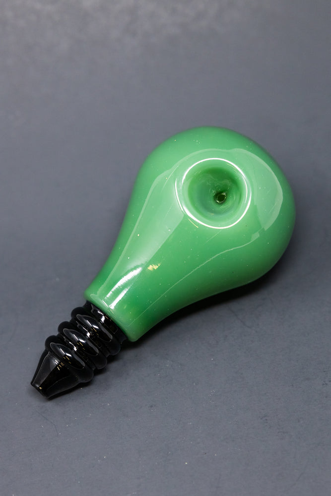 6" Green Light Bulb Glass Pipe