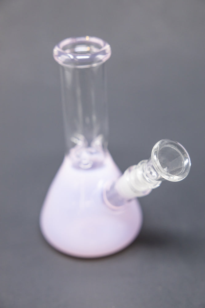 6" Pink Iridescent Beaker Bong w/ Ice Catcher