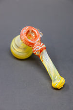 7" Red Swirl Fumed Hammer Bubbler