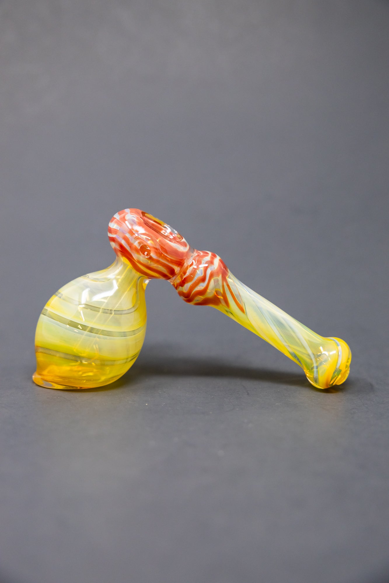 7" Red Swirl Fumed Hammer Bubbler