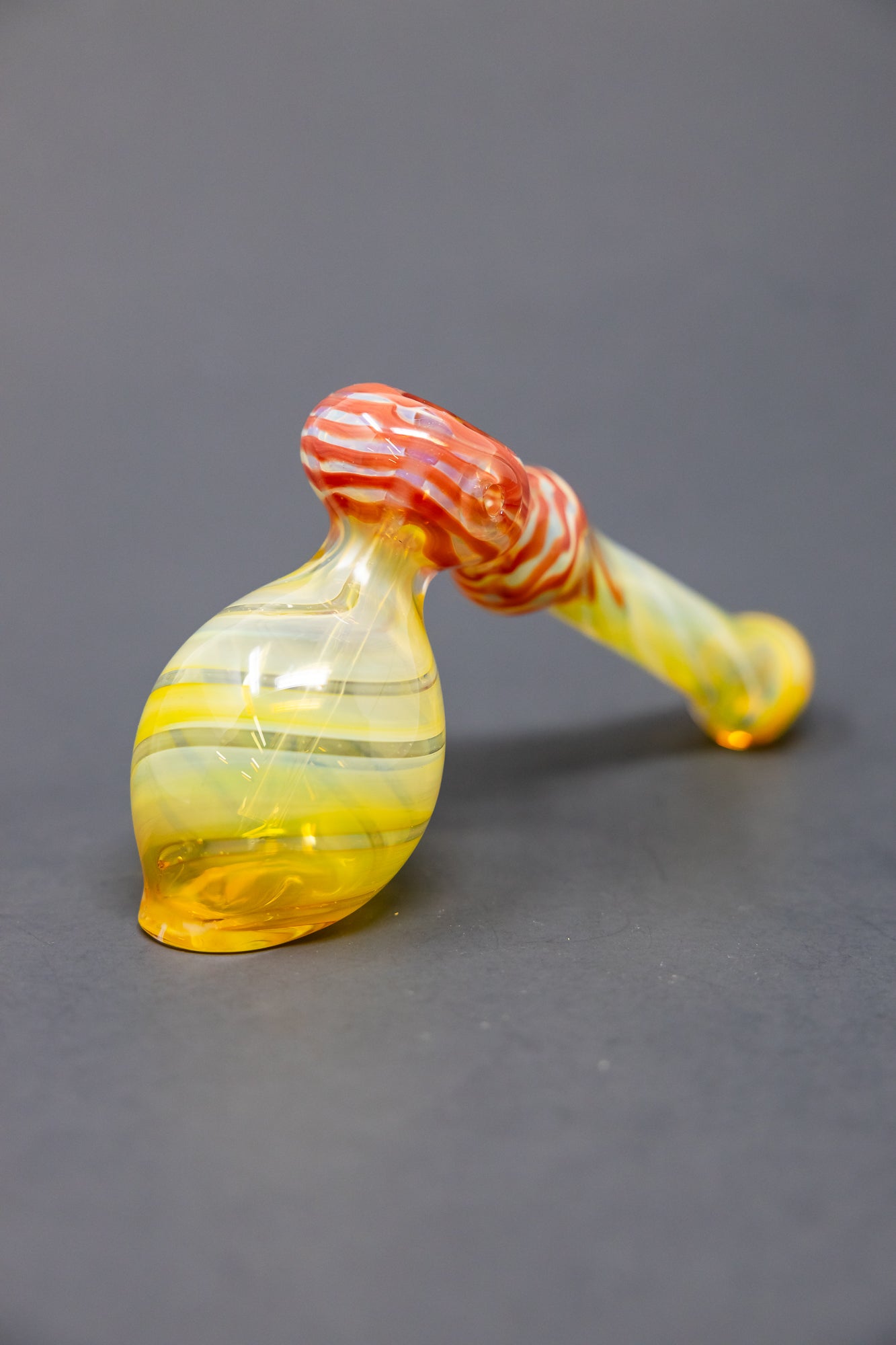 7" Red Swirl Fumed Hammer Bubbler