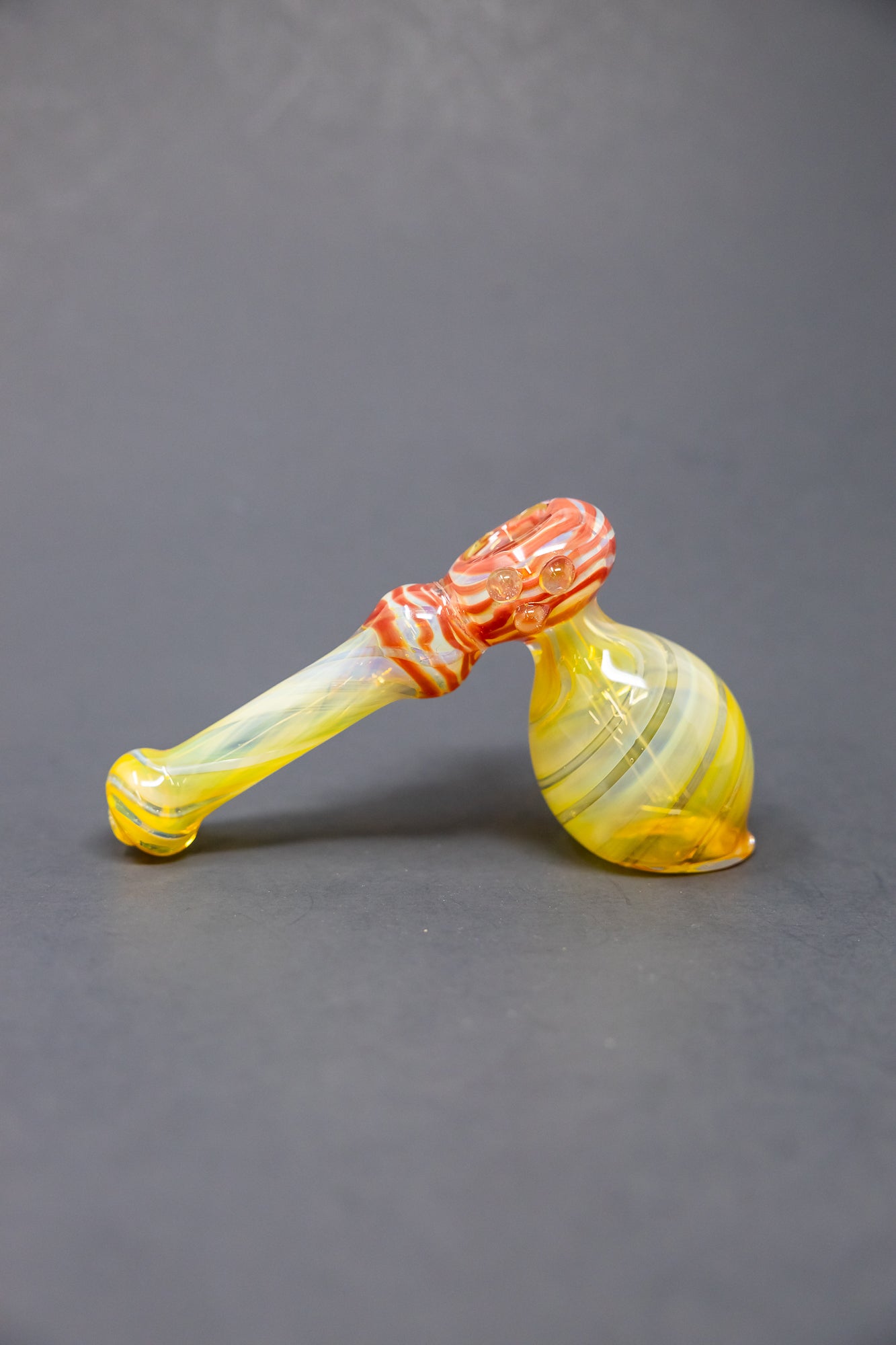 7" Red Swirl Fumed Hammer Bubbler