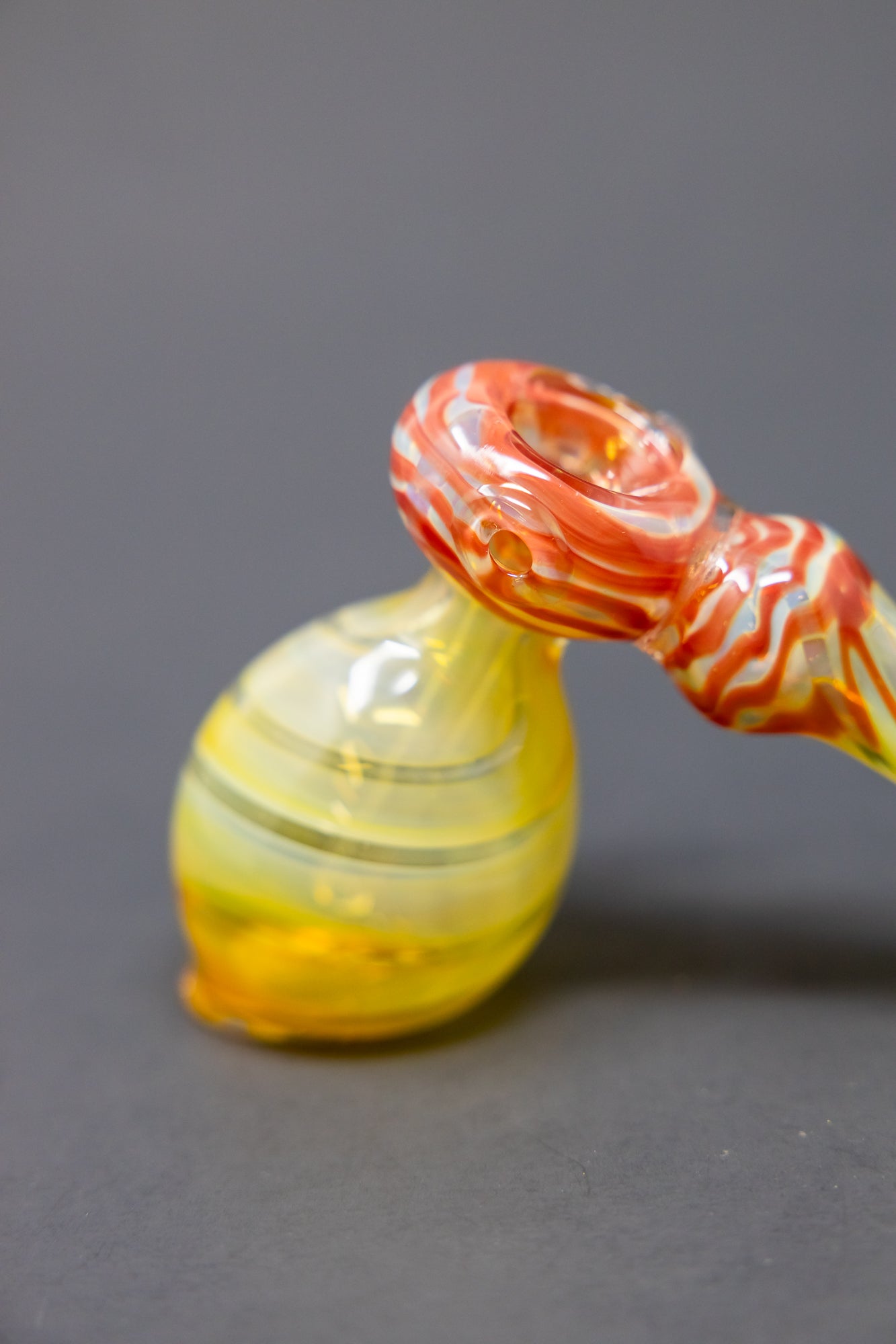 7" Red Swirl Fumed Hammer Bubbler
