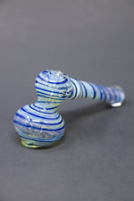 7" Blue Swirl Fumed Hammer Bubbler