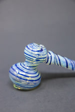 7" Blue Swirl Fumed Hammer Bubbler