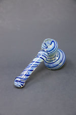 7" Blue Swirl Fumed Hammer Bubbler