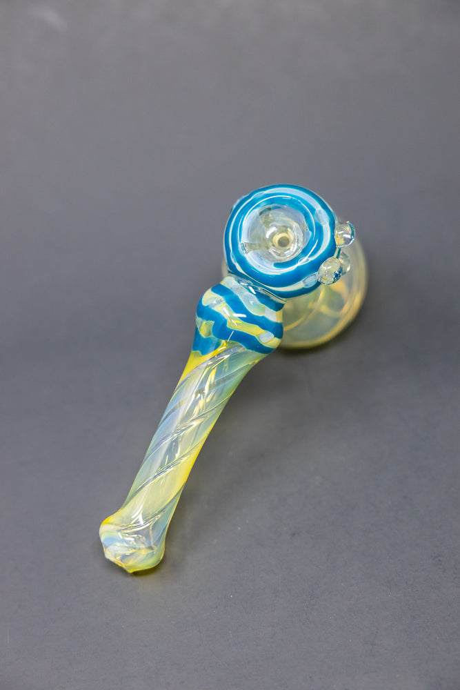 7" Light Blue Fumed Hammer Bubbler