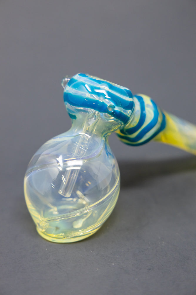 7" Light Blue Fumed Hammer Bubbler