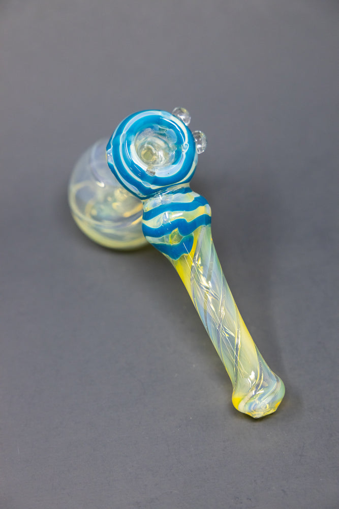 7" Light Blue Fumed Hammer Bubbler