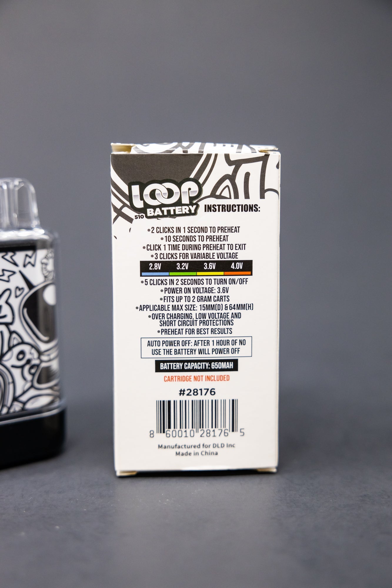 Loop 510 Thread Discreet Battery - Black/White StonedGenie.com Loop 510 Thread Discreet Battery - Black/White StonedGenie.com