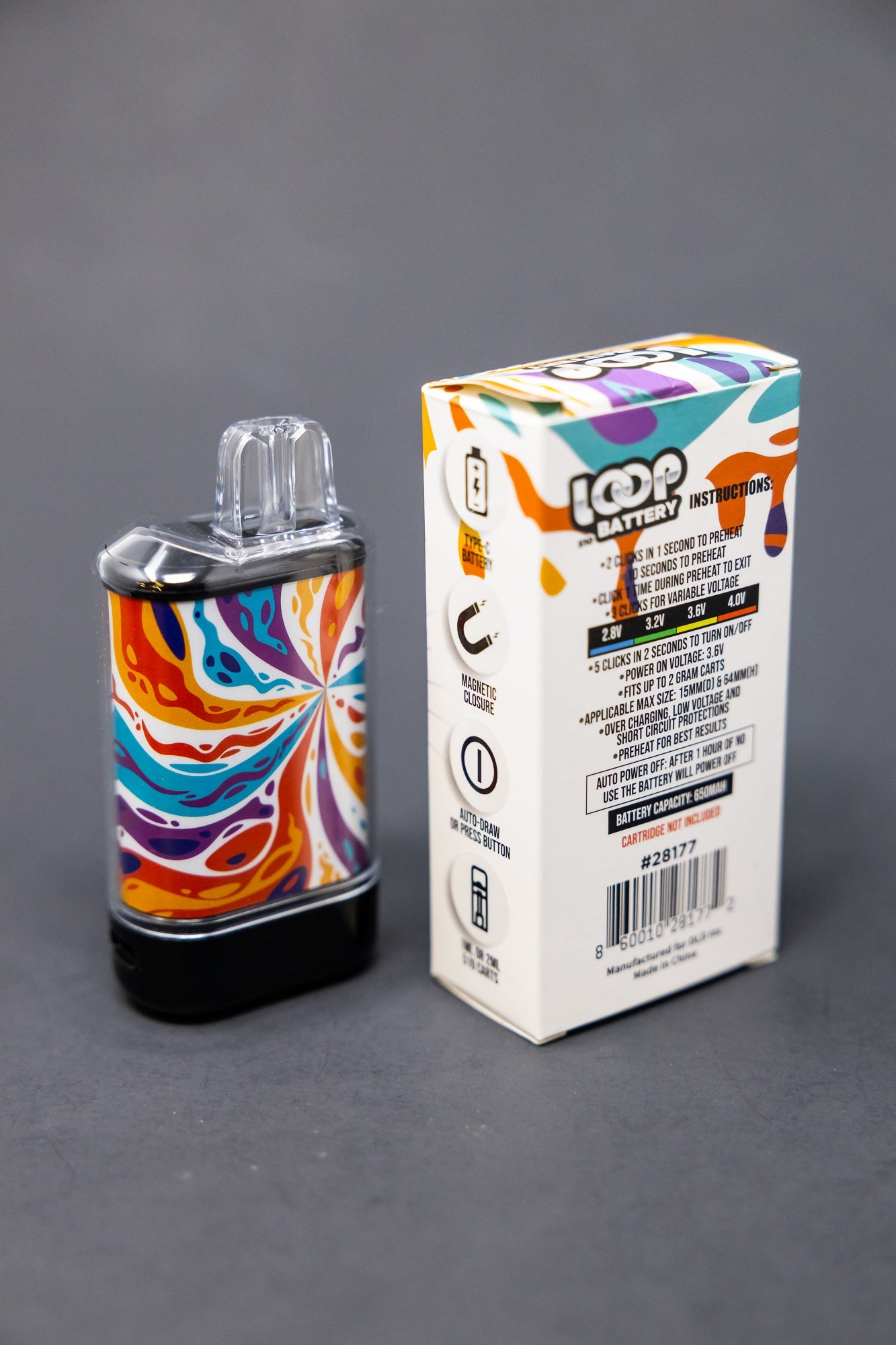 Loop 510 Thread Discreet Battery - Tie-Dye Design StonedGenie.com Loop 510 Thread Discreet Battery - Tie-Dye Design StonedGenie.com