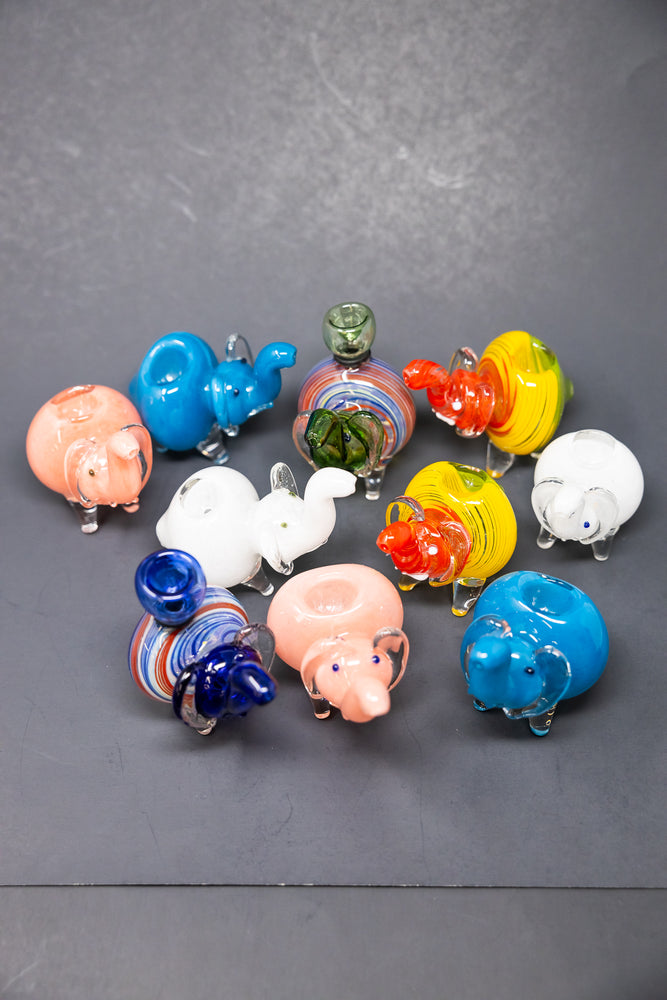 4" Assorted Elephant Hand Pipes - 10 pc Bundle