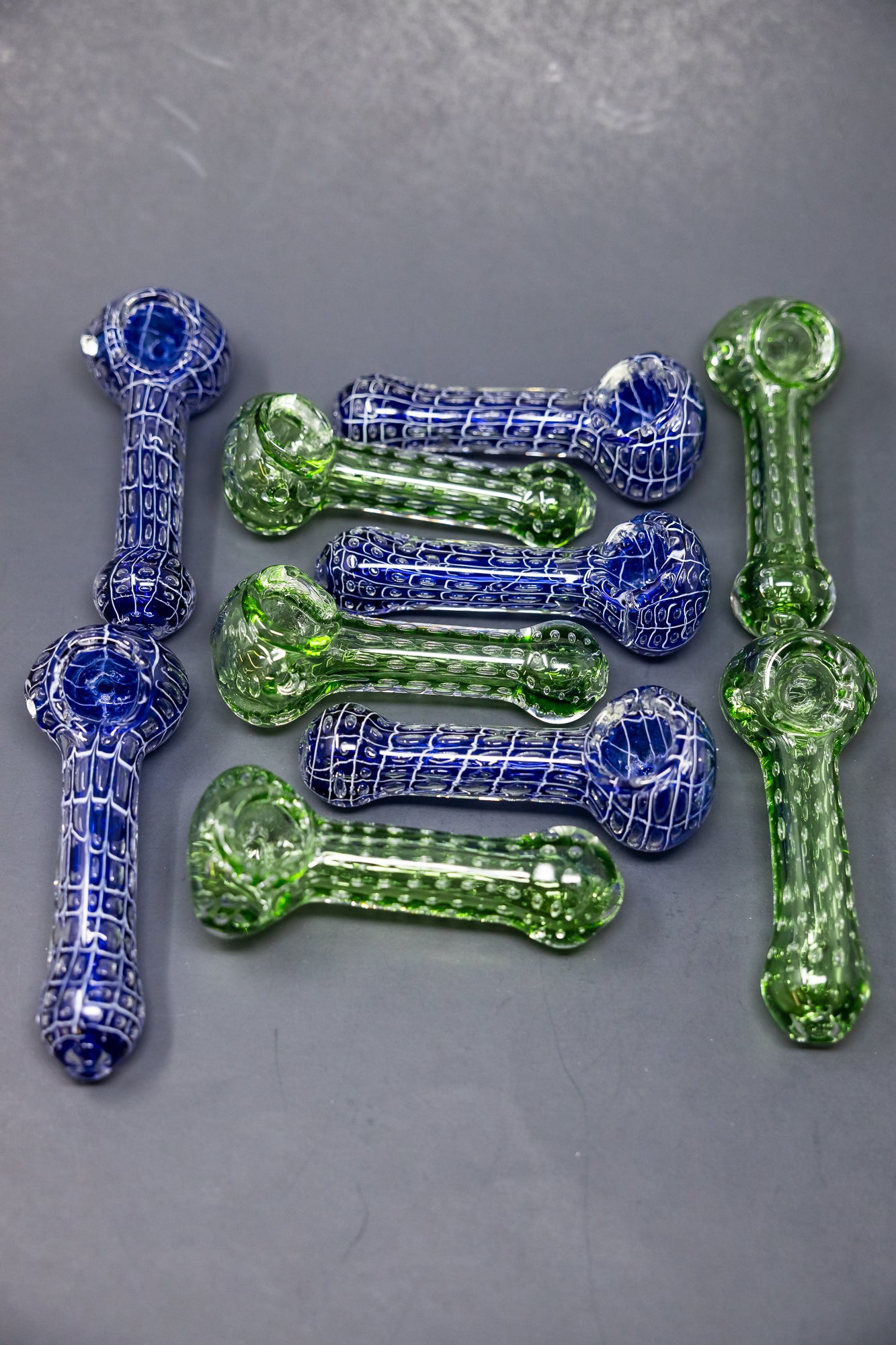 5" Blue/Green Web Hand Pipes -10 pc Bundle