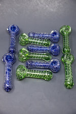 5" Blue/Green Web Hand Pipes -10 pc Bundle