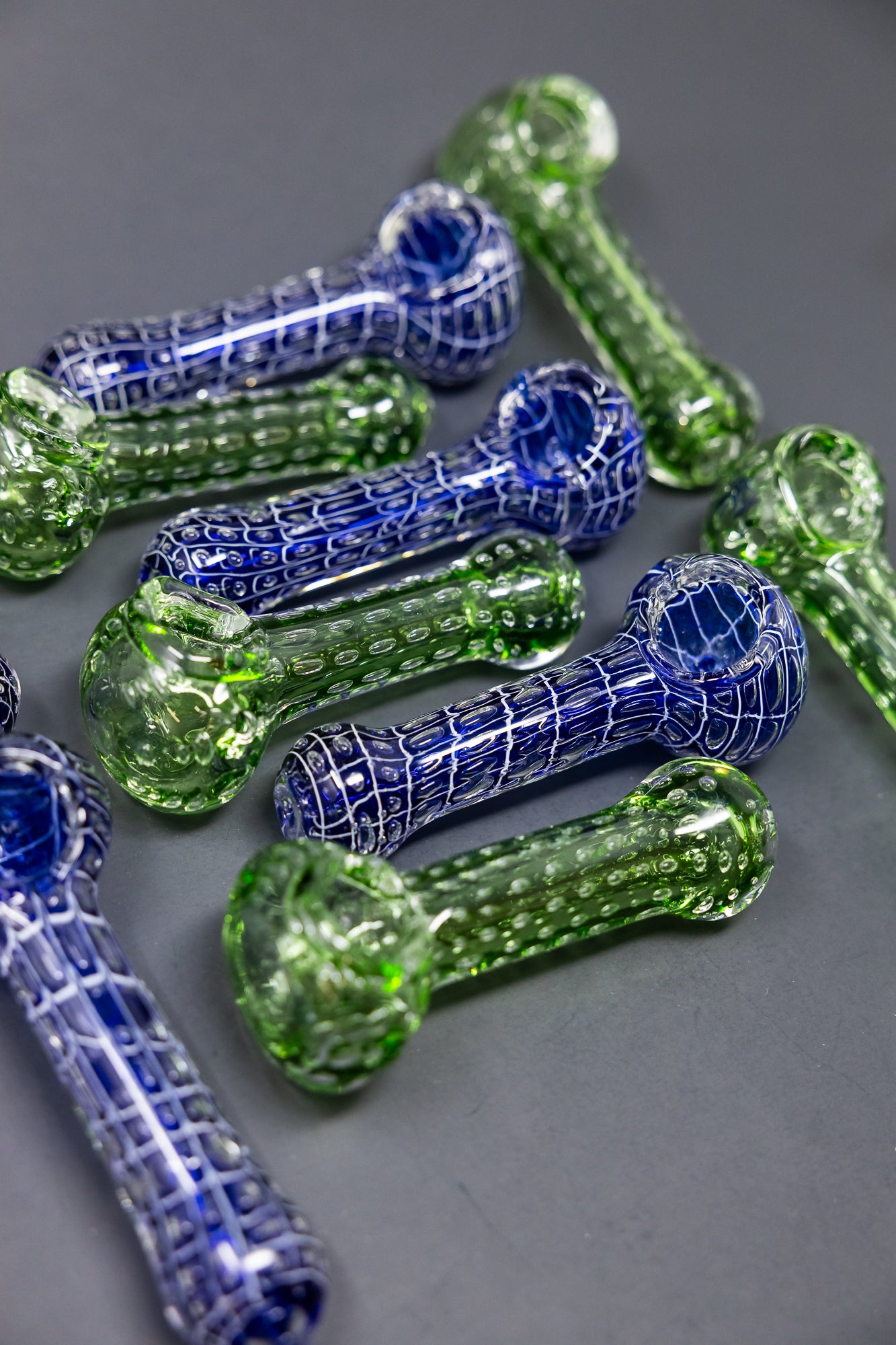 5" Blue/Green Web Hand Pipes -10 pc Bundle