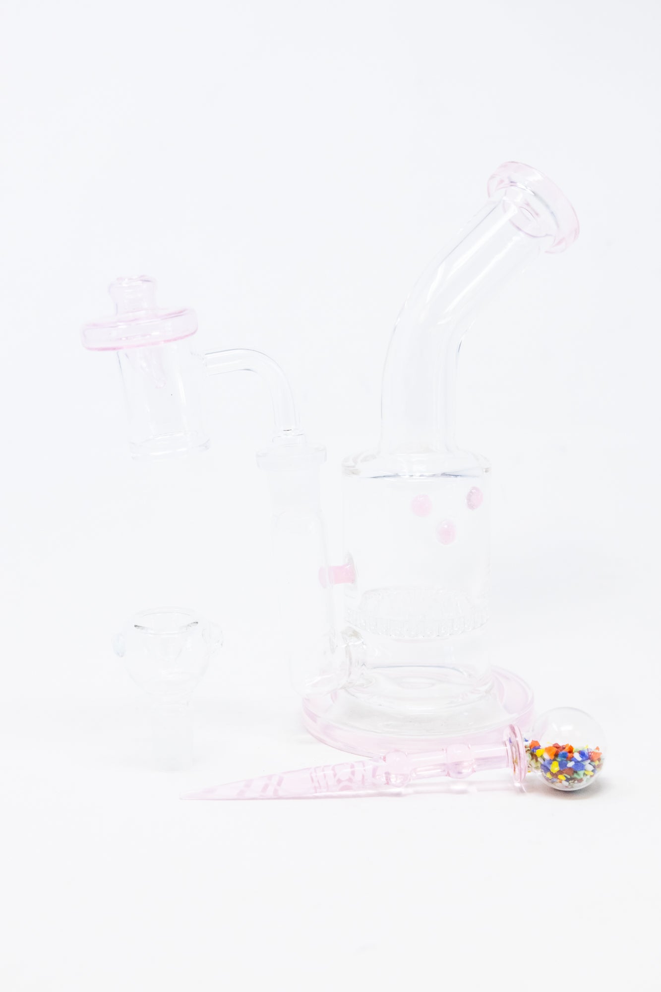 7" Pink Honeycomb Dab Rig Kit Combo