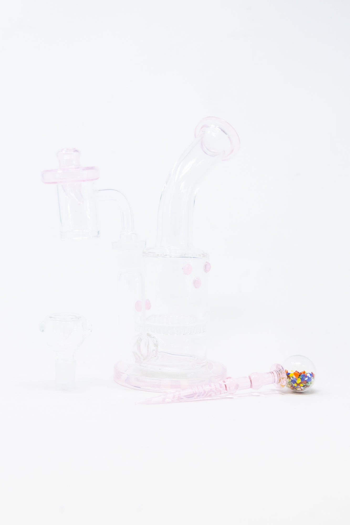 7" Pink Honeycomb Dab Rig Kit Combo