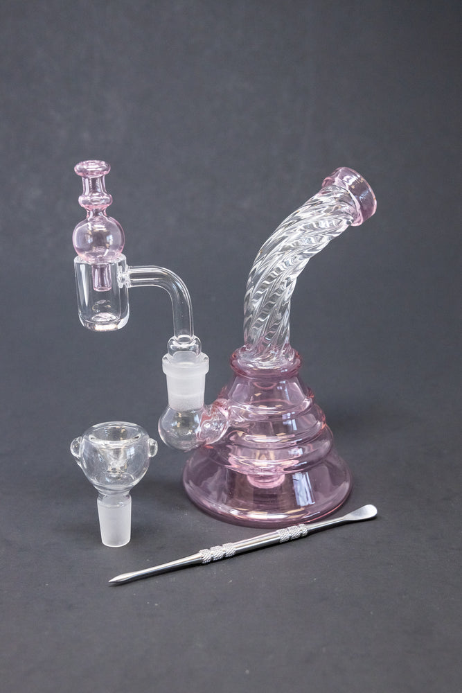 7" Pink Twisted Dab Rig Kit Combo