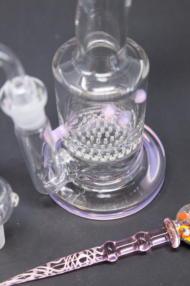 7" Pink Honeycomb Dab Rig Kit Combo