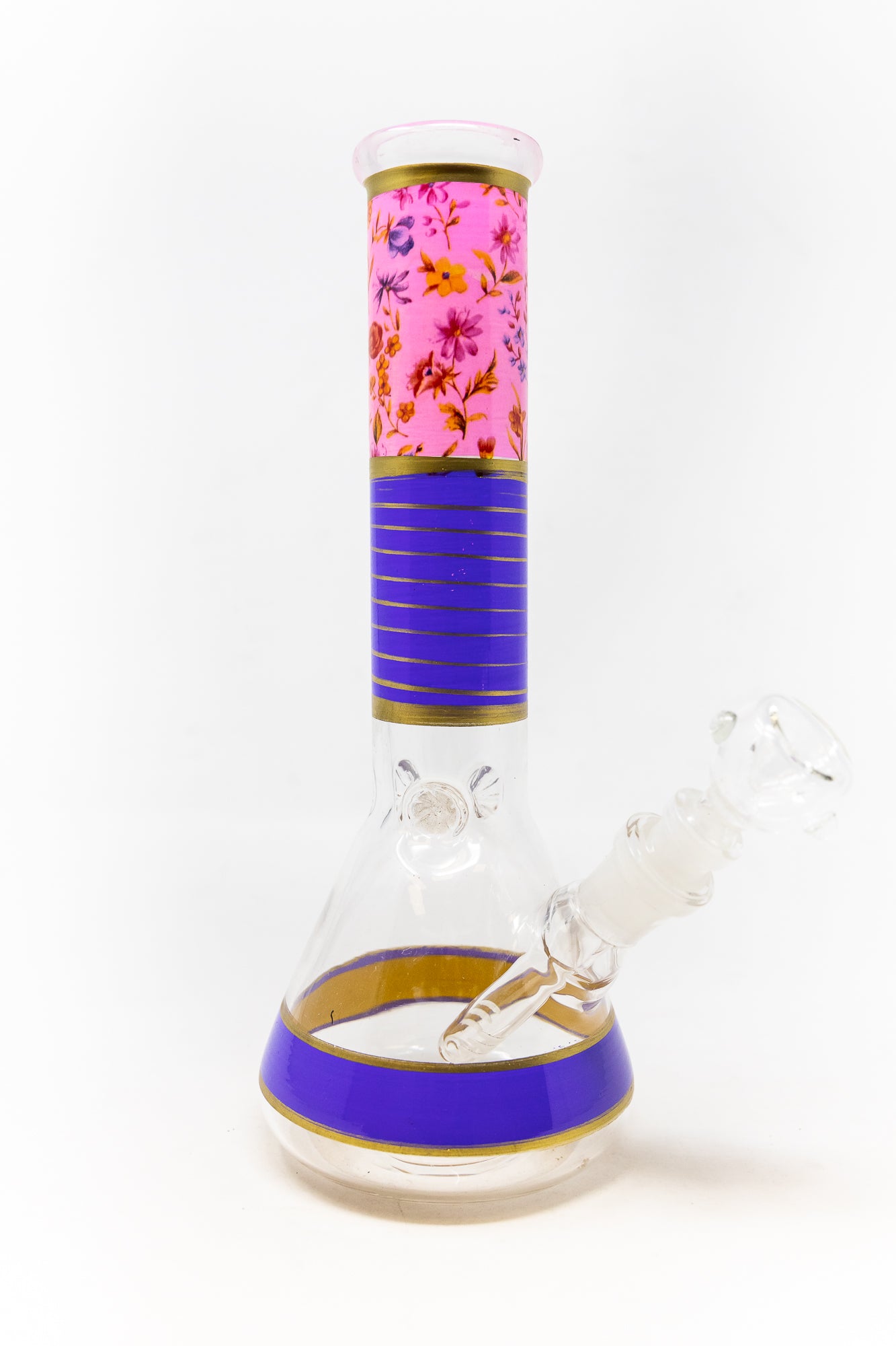 10" Purple Pink Floral Beaker Bong