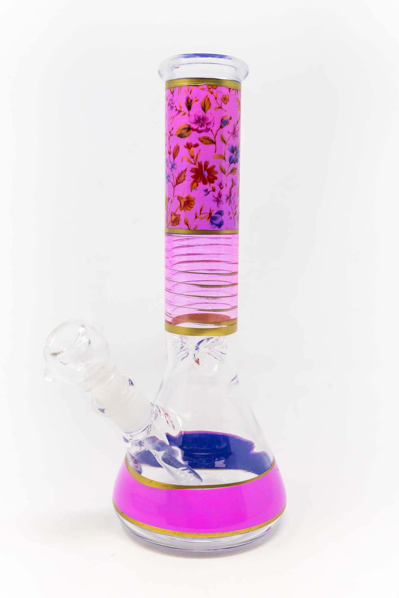 10" Pink Floral Beaker Bong