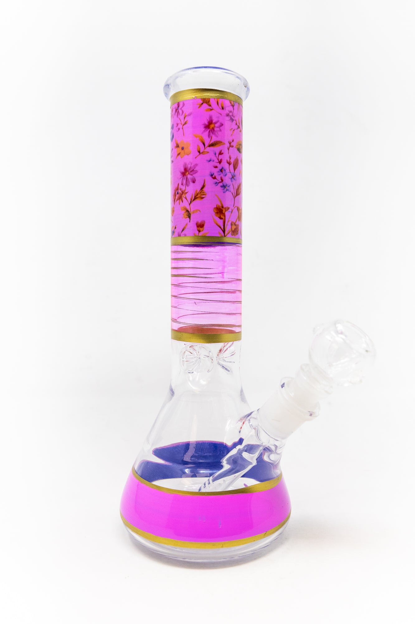 10" Pink Floral Beaker Bong