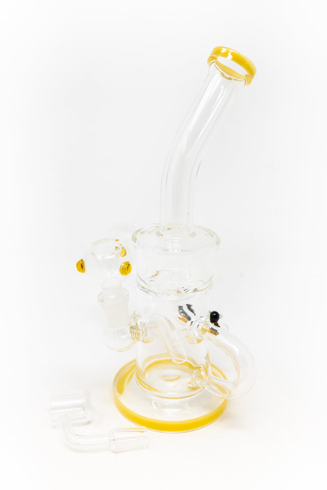 12" Yellow Buzz Recycler Bong