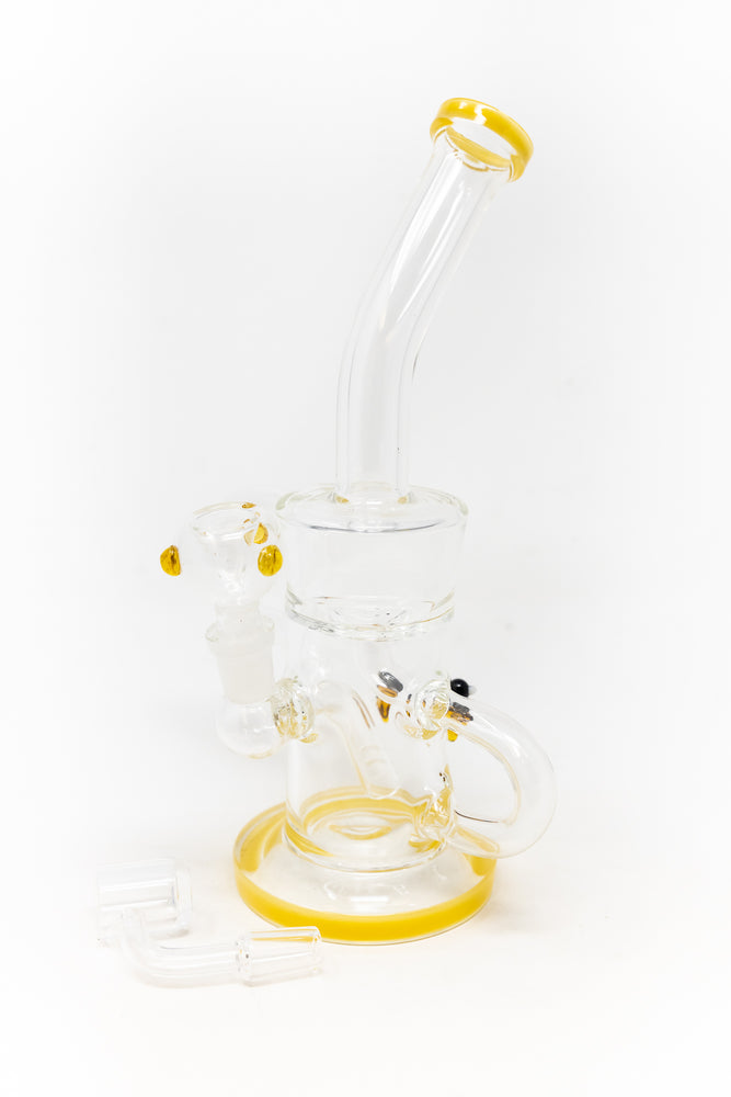 12" Yellow Buzz Recycler Bong