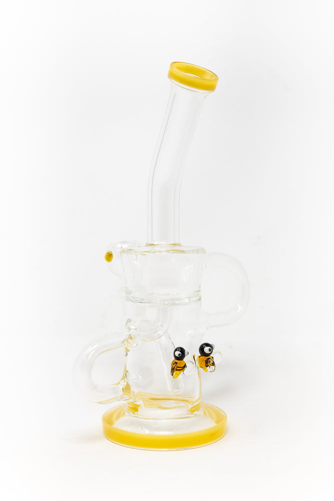 12" Yellow Buzz Recycler Bong