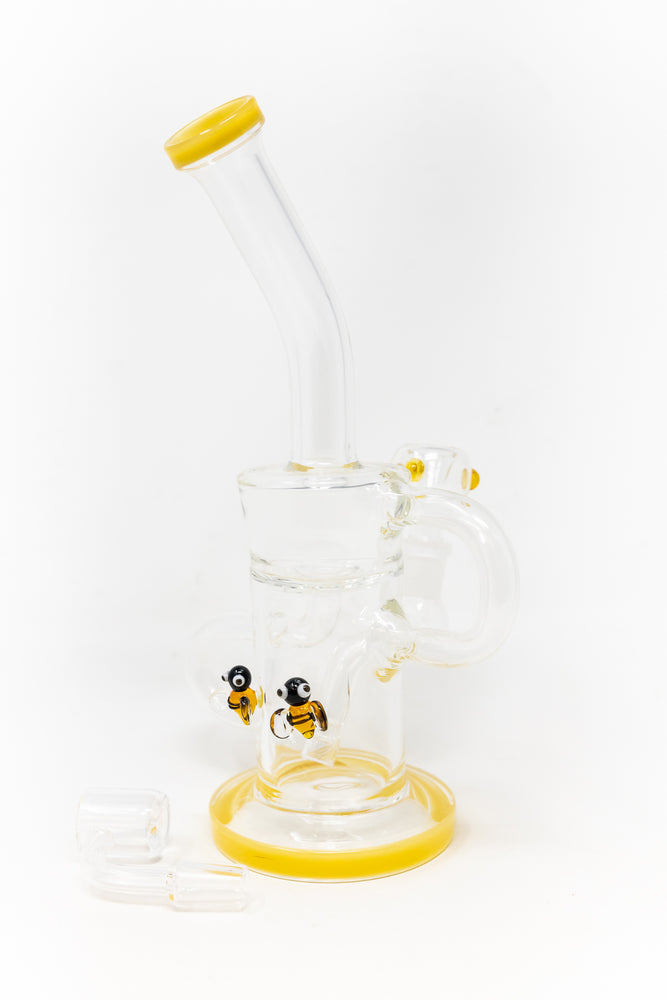 12" Yellow Buzz Recycler Bong