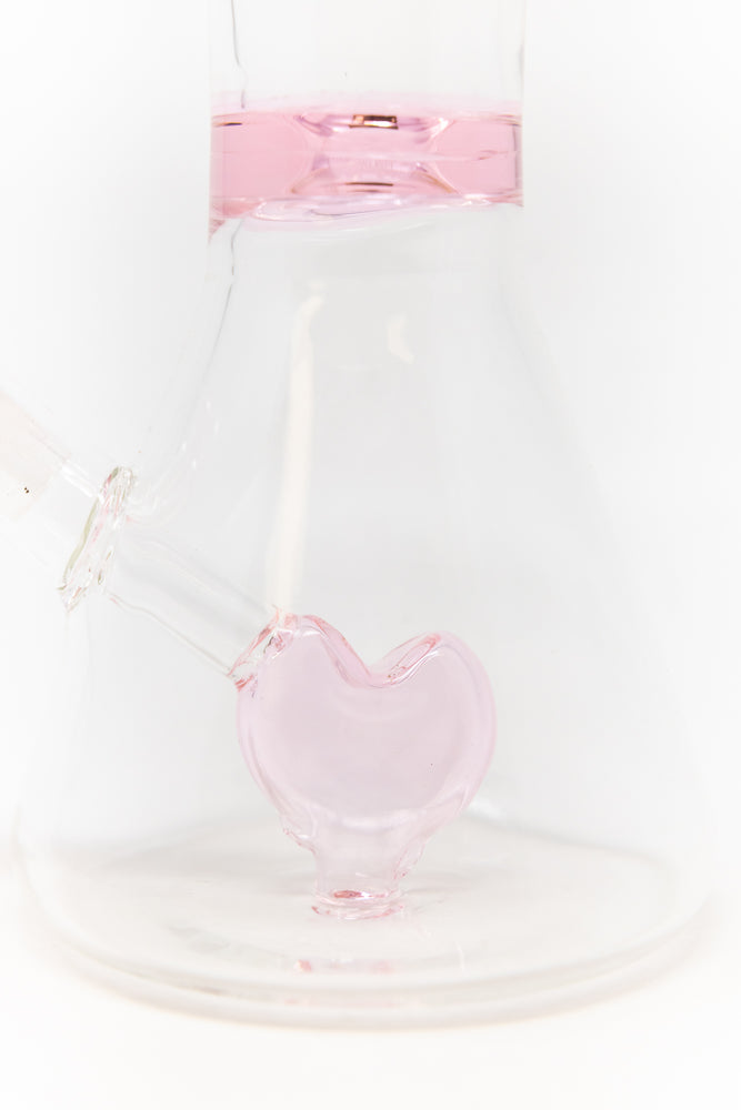 8" Pink Heart Beaker Bong