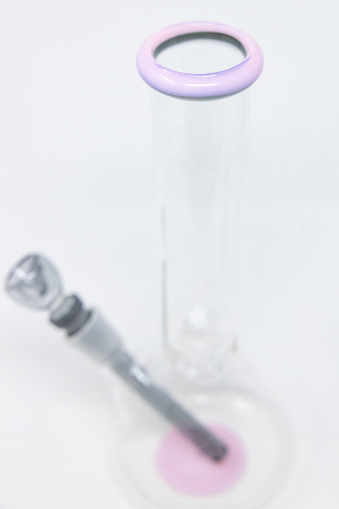10" Milky Pink Middle Accent Beaker Bong
