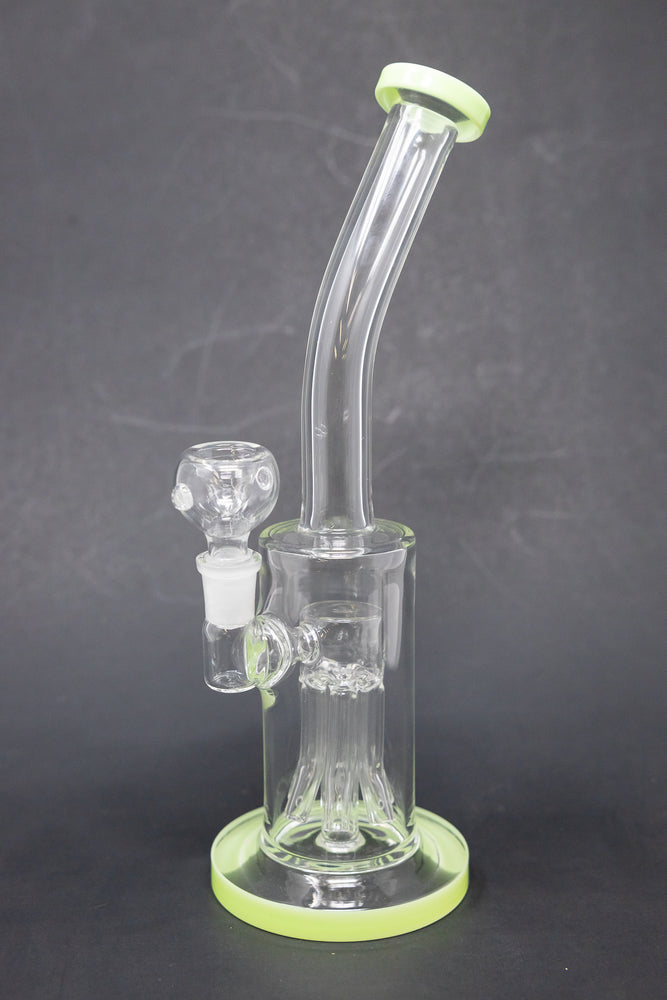 10" Shower Bend Jellyfish Milk Green Bong