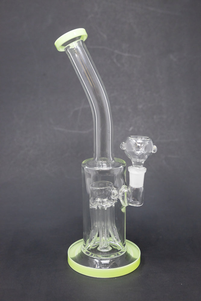 10" Shower Bend Jellyfish Milk Green Bong