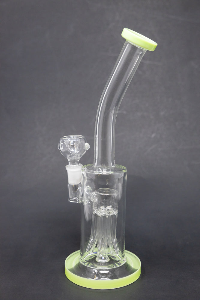 10" Shower Bend Jellyfish Milk Green Bong