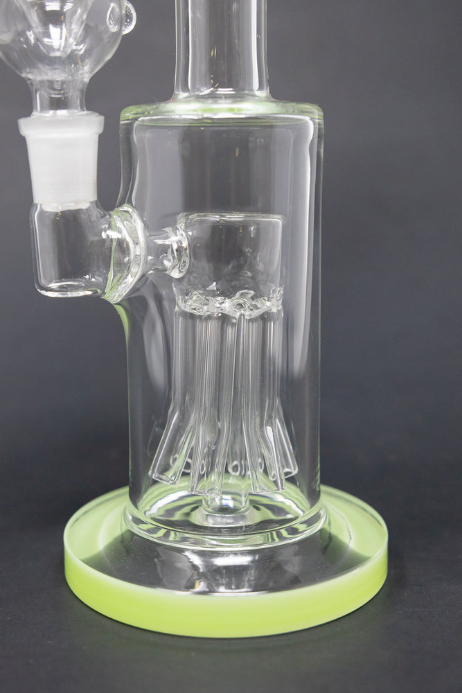 10" Shower Bend Jellyfish Milk Green Bong