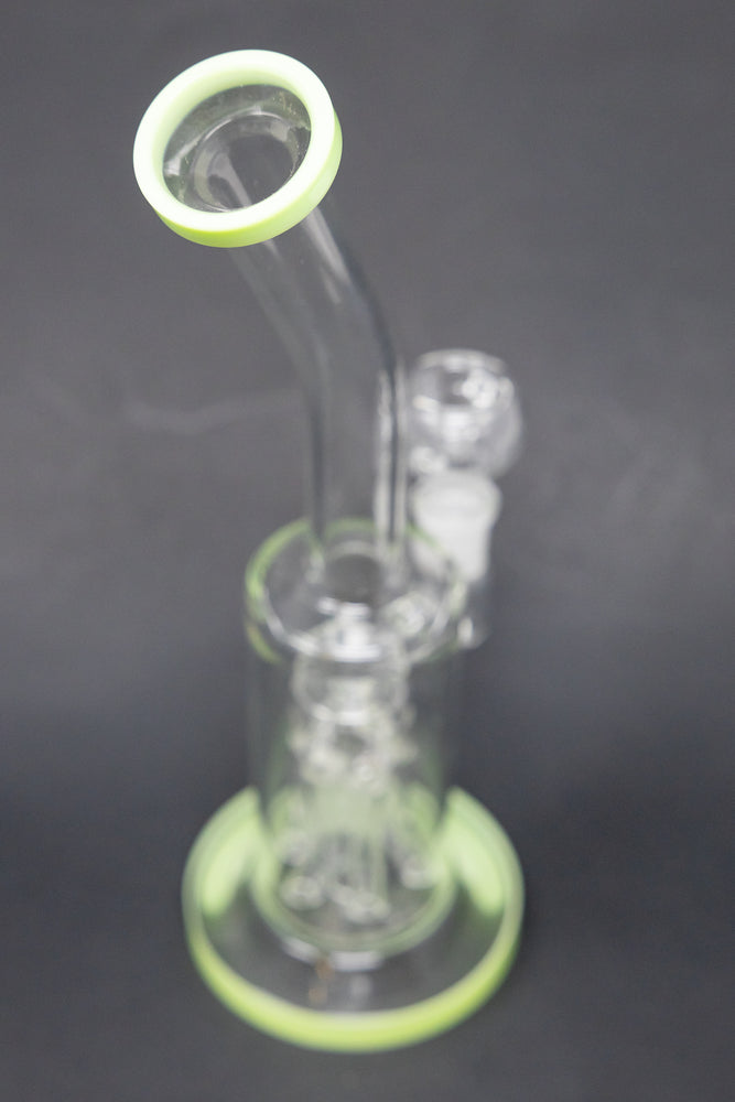 10" Shower Bend Jellyfish Milk Green Bong