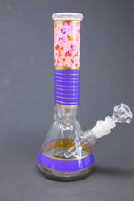 10" Purple Pink Floral Beaker Bong