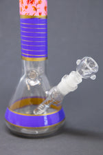 10" Purple Pink Floral Beaker Bong